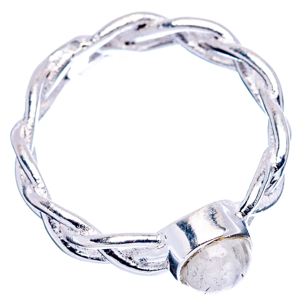 Rainbow Moonstone Dainty Ring Size 5.5 (.925 Sterling Silver)