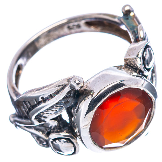 Sterling silver carnelian ring with round bezel-set stone and textured metal band