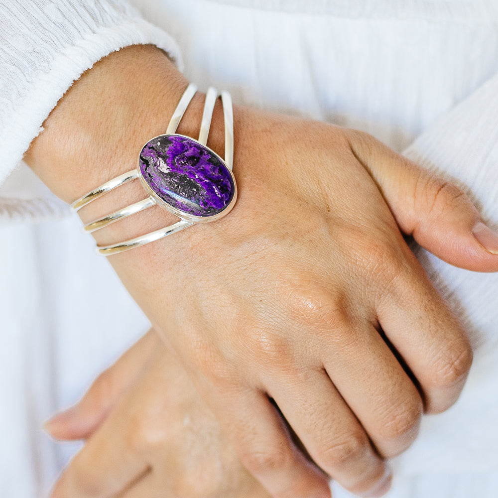 Sugilite Cuff Bracelet (925 Sterling Silver) BR90273