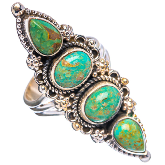 Sterling silver turquoise cabochon ring with four oval stones and scalloped bezels