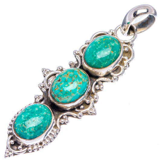 Sterling silver turquoise pendant with three oval cabochons and top loop bail