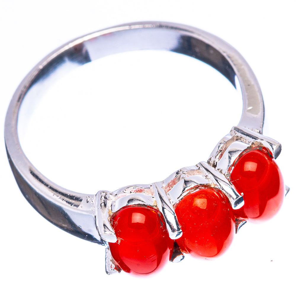 Carnelian Dainty Ring Size 7.75 (925 Sterling Silver) R5192