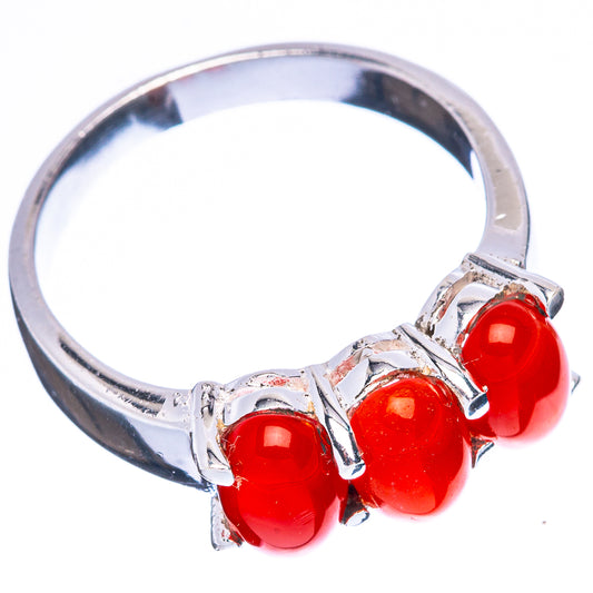 Carnelian Dainty Ring Size 7.75 (925 Sterling Silver) R5192