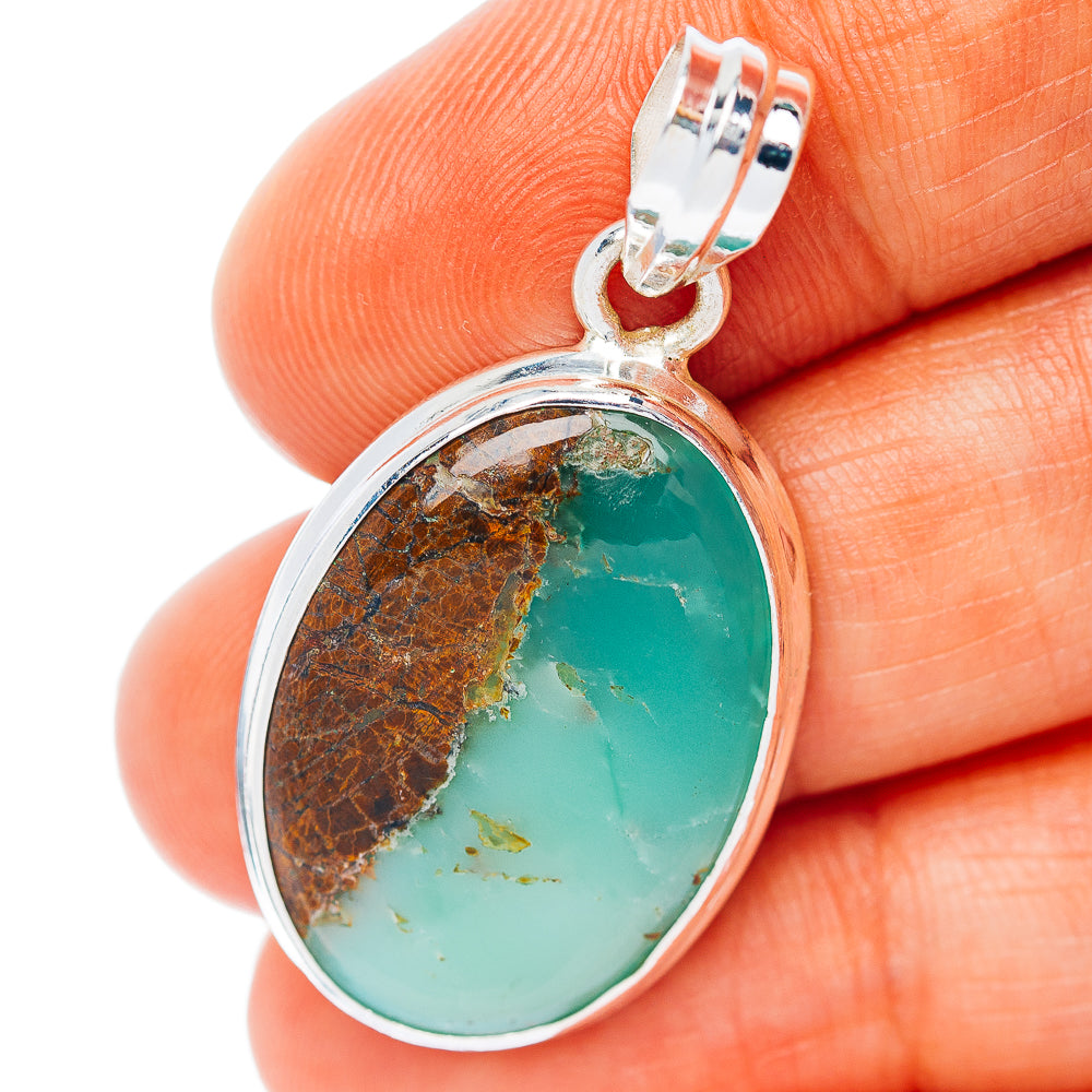 Boulder Chrysoprase Pendant 1 1/2" (.925 Sterling Silver)