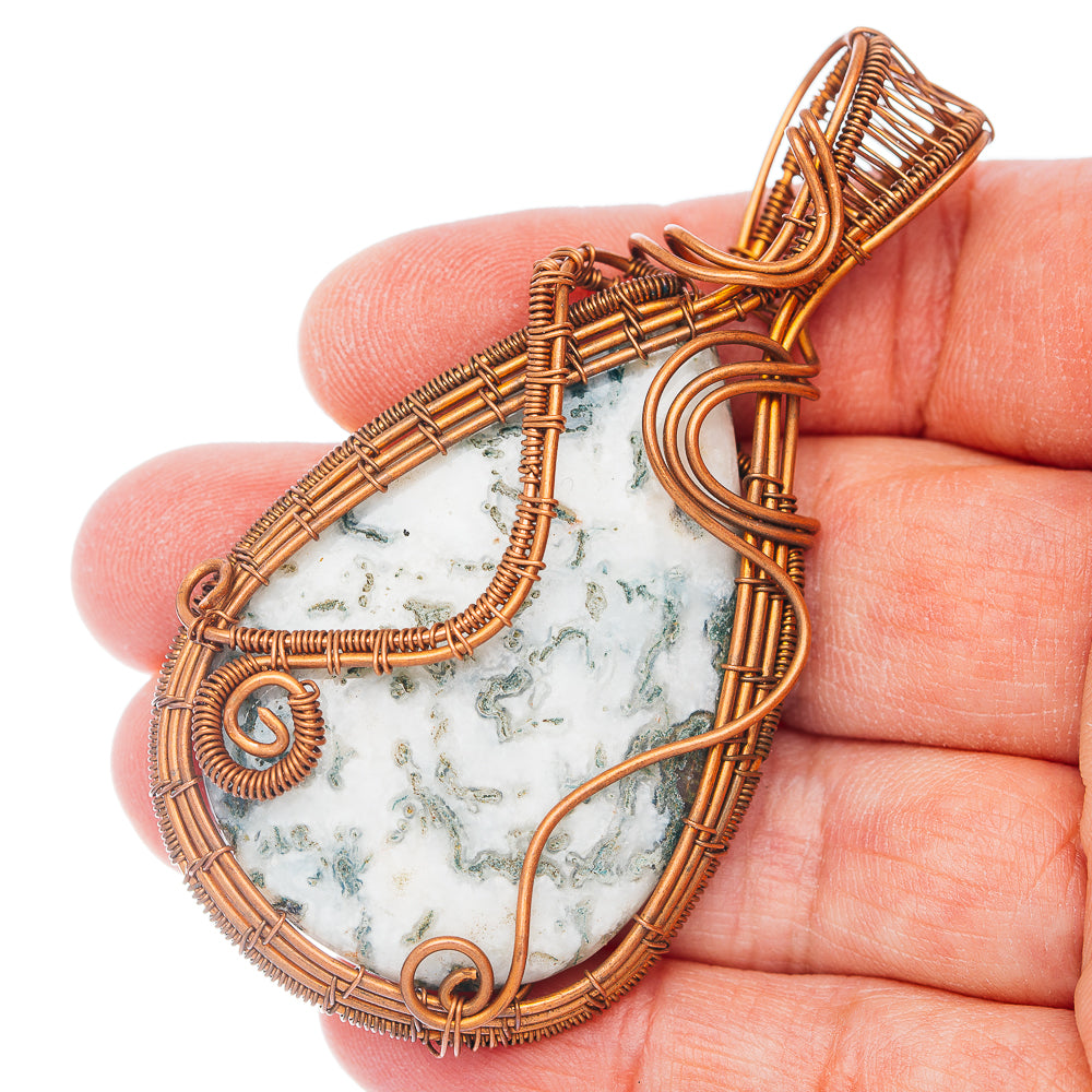 Tree Agate Wire Warp Pendant 3" (Copper)
