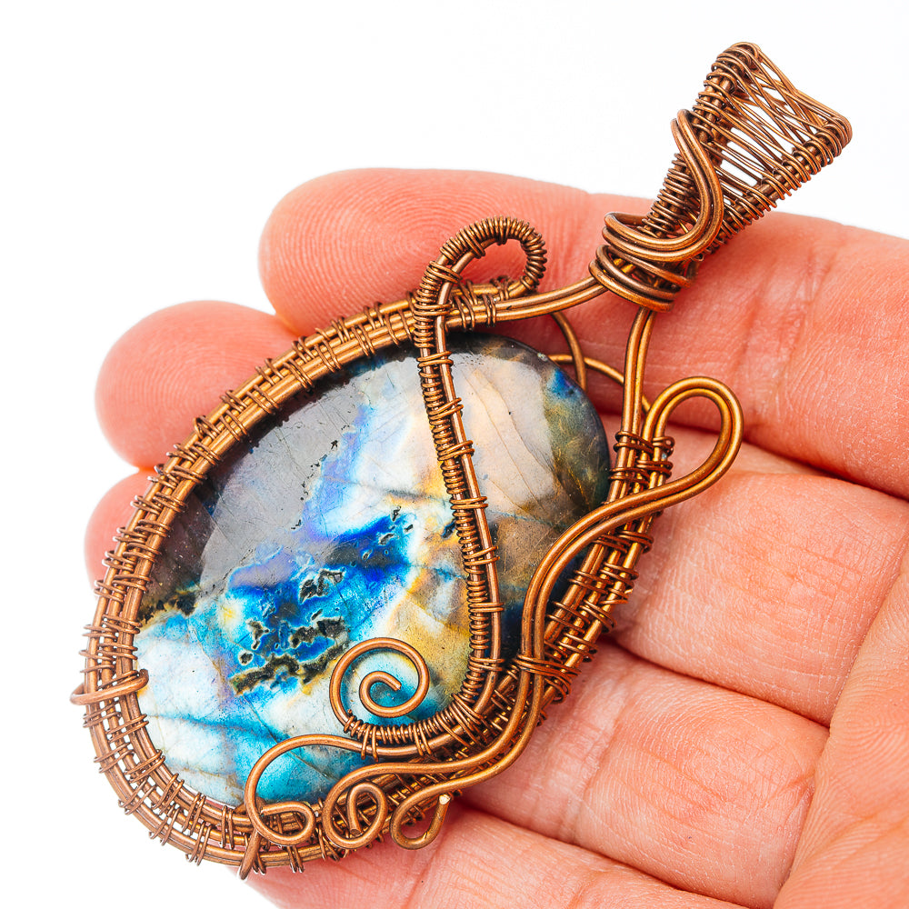 Spectrolite Wire Warp Pendant 3" (Copper)