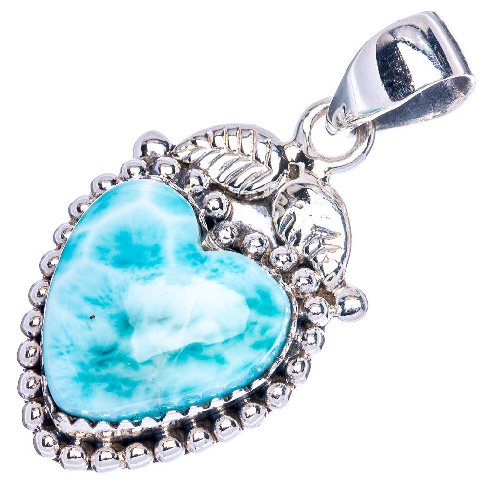 Larimar Heart Pendant 1 3/8" (925 Sterling Silver) P41731