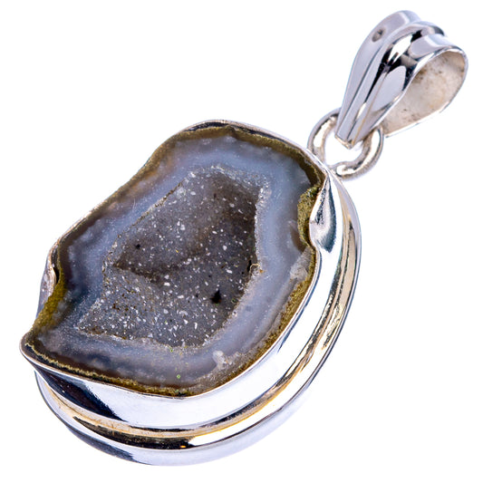 Coconut Geode Druzy Pendant 1 3/8" (925 Sterling Silver) P40551