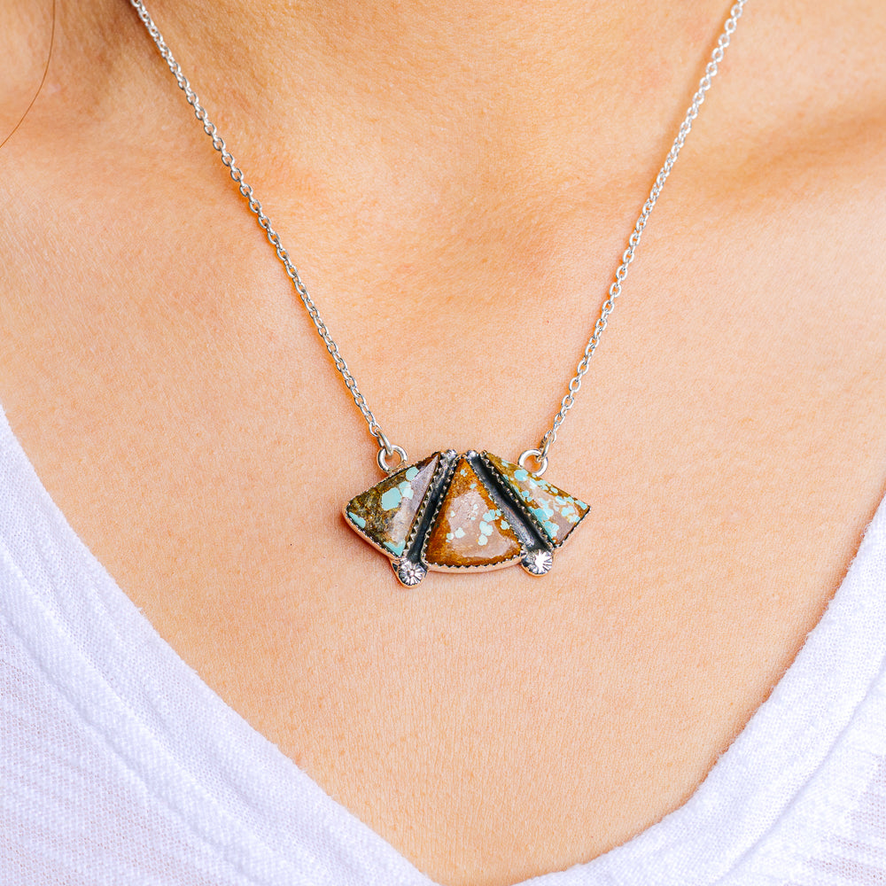 Number 8 Mine Turquoise Necklace 17 to 19" (.925 Sterling Silver)