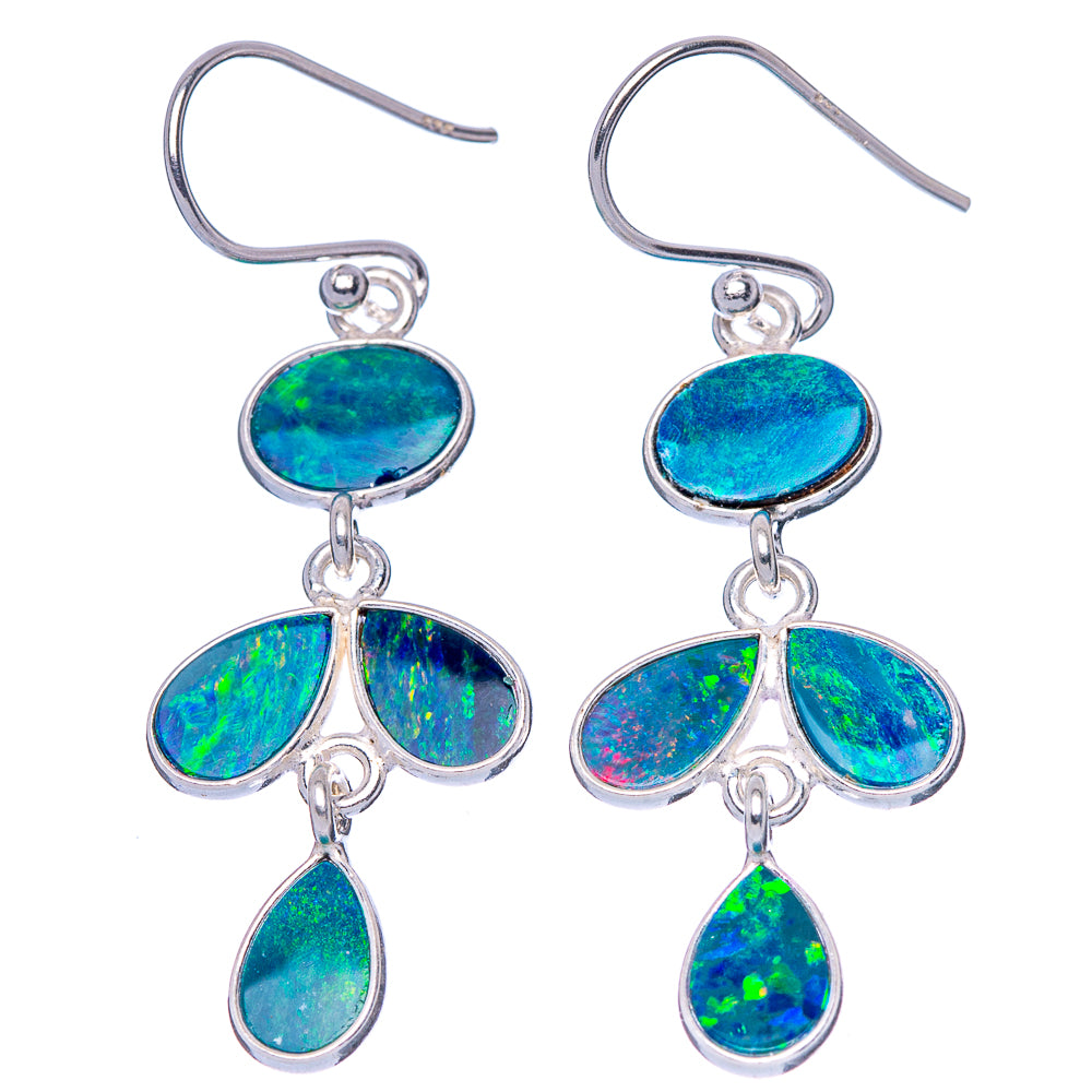 Rare Doublet Opal Earrings 1 3/4" (925 Sterling Silver) E1664