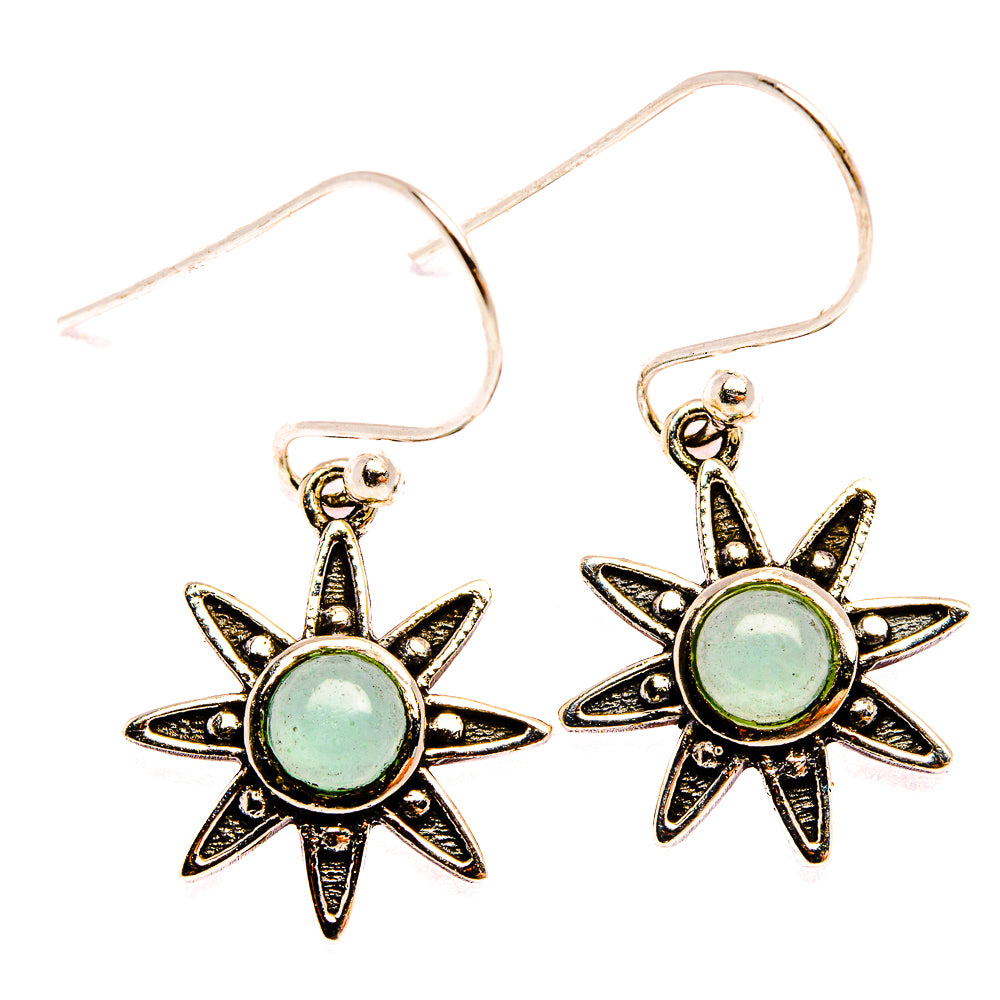 Natural Aquamarine Dainty Earrings 1 1/4" (925 Sterling Silver) EARR431970