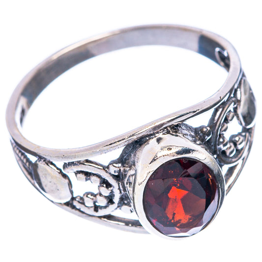 Garnet Dainty Ring Size 7.75 (925 Sterling Silver) R5863