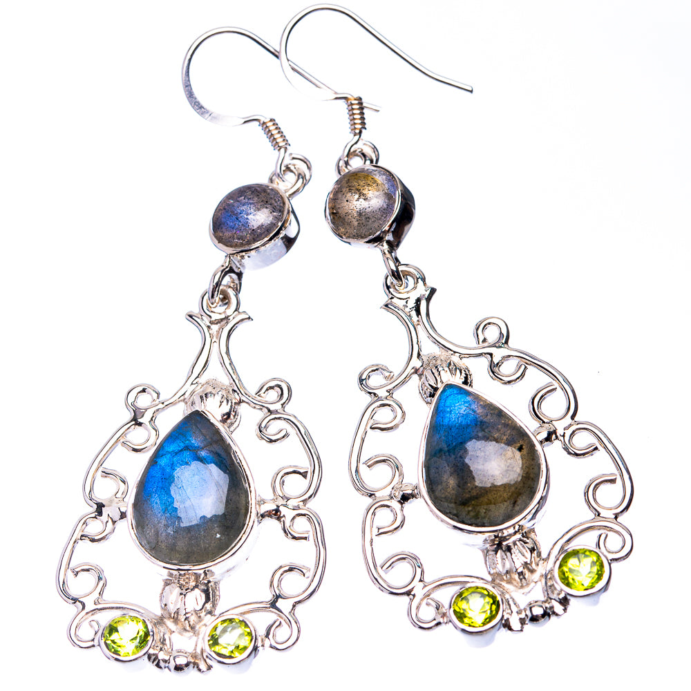 Signature Labradorite, Peridot Earrings 2 1/2" (925 Sterling Silver) E432331