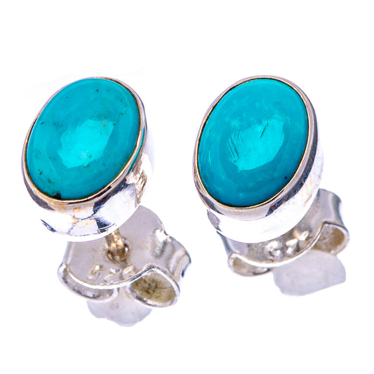 Kingman turquoise stud earrings with oval cabochon and .925 sterling silver backs