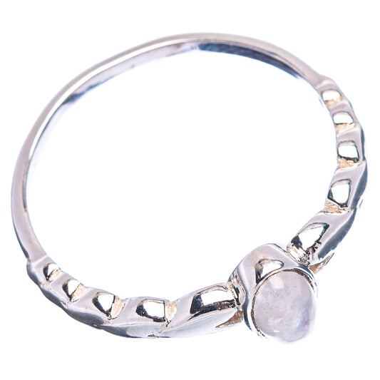 Sterling silver ring band with moonstone cabochon accent and open top setting, size 8.75