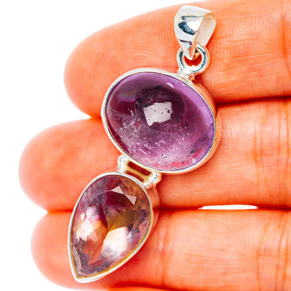 Premium Multi-Gem Ametrine, Amethyst Pendant 1 3/4" (.925 Sterling Silver)