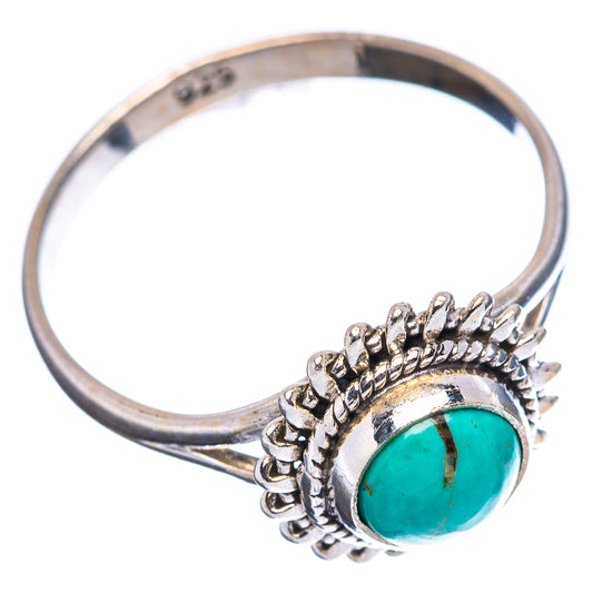 Sterling silver turquoise oval cabochon ring with raised bead halo, side view