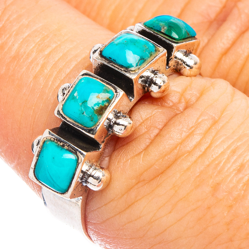 Arizona Turquoise Native Style Ring Size 7.5 (.925 Sterling Silver)