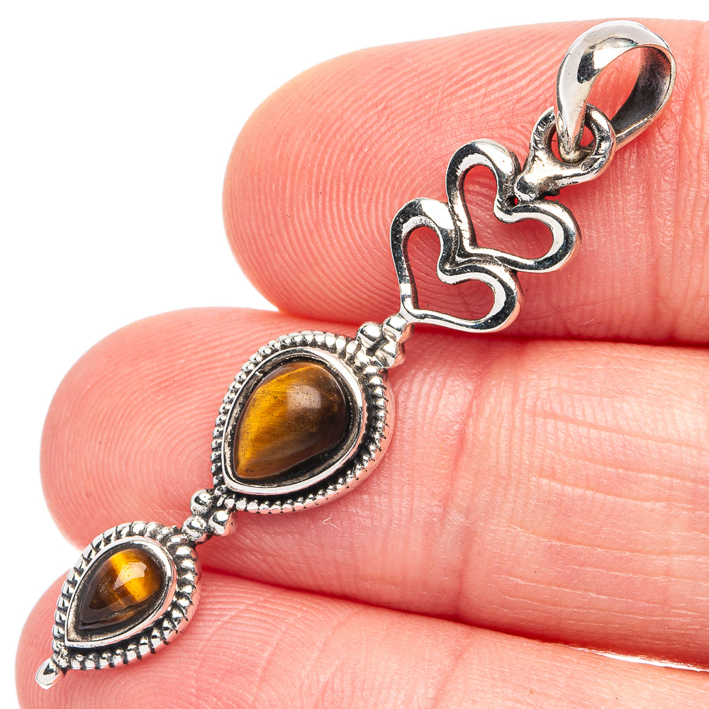Tiger Eye Pendant 1 3/4" (925 Sterling Silver) P45386