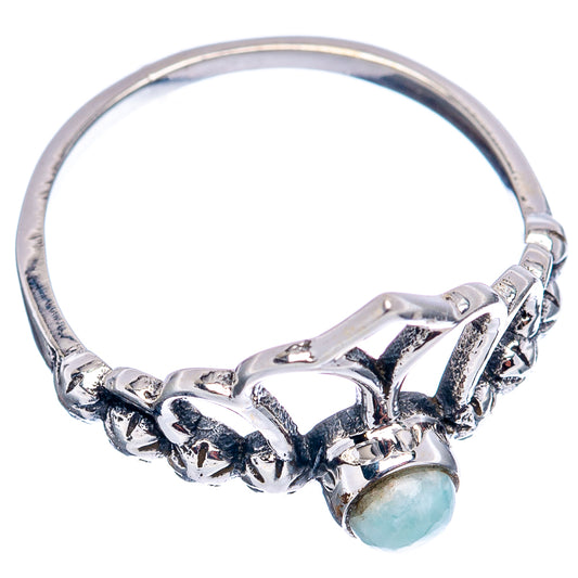 Sterling silver dainty crown ring with round light blue stone bezel