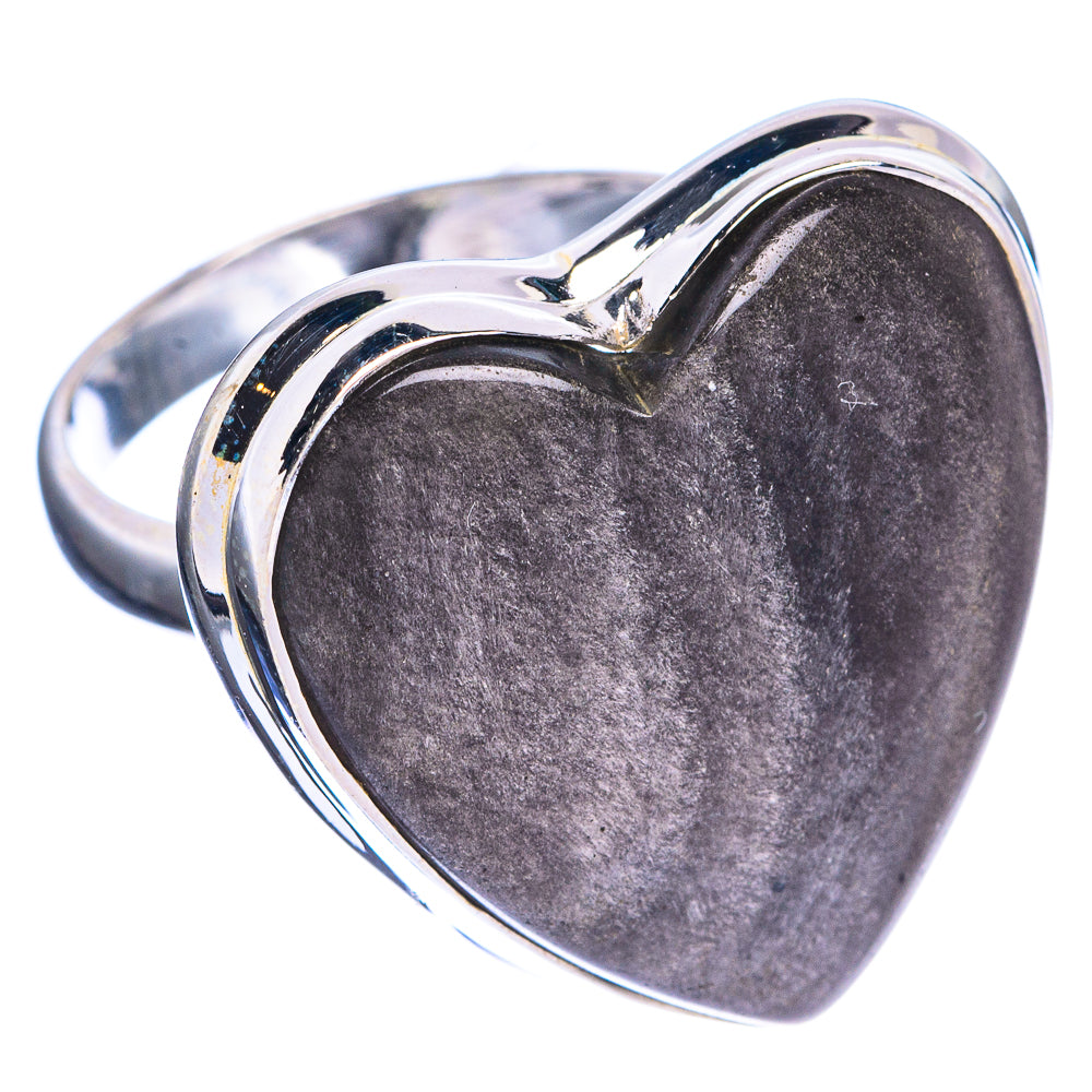 Large Gold Sheen Obsidian Ring Size 9 (925 Sterling Silver) R144358