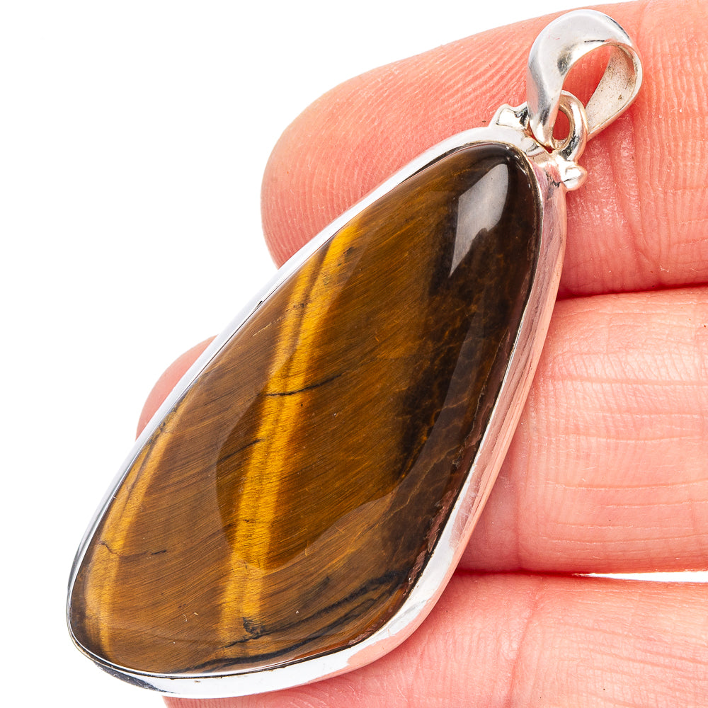 Tiger Eye Pendant 1 7/8" (.925 Sterling Silver)