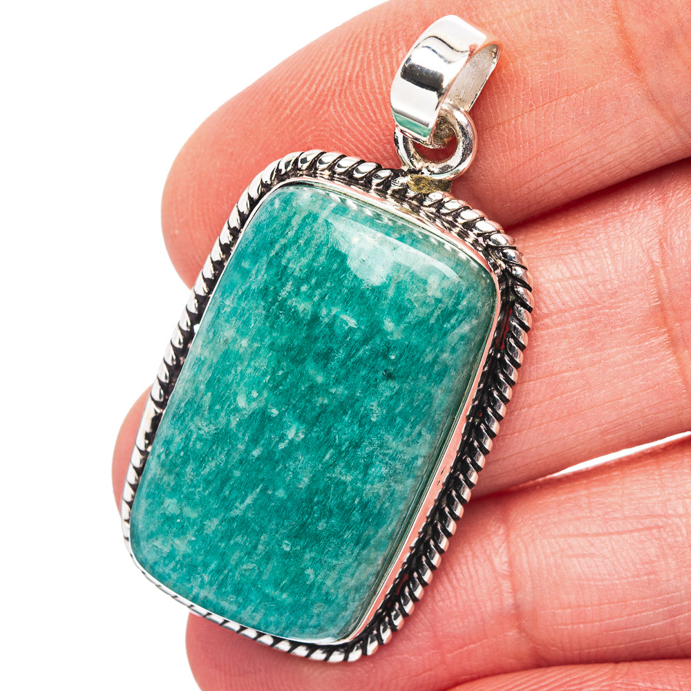 Amazonite Pendant 1 3/4" (.925 Sterling Silver)