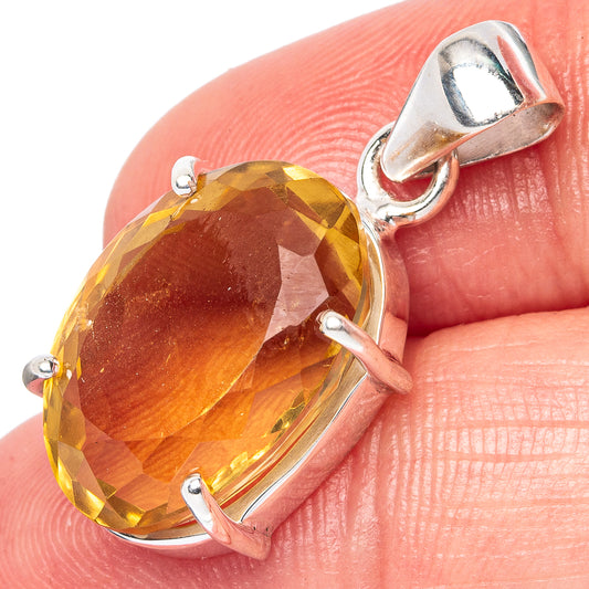 Faceted Citrine Pendant 1 1/8" (925 Sterling Silver) P43010
