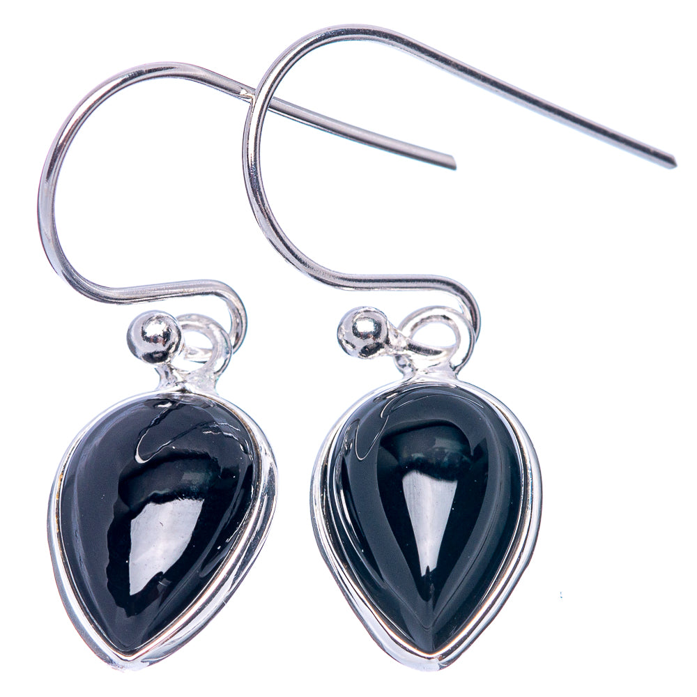 Black Onyx Dainty Earrings 1 1/8" (925 Sterling Silver) E2041