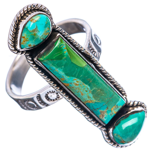 Sterling silver turquoise statement ring with center bar stone and oval side stones