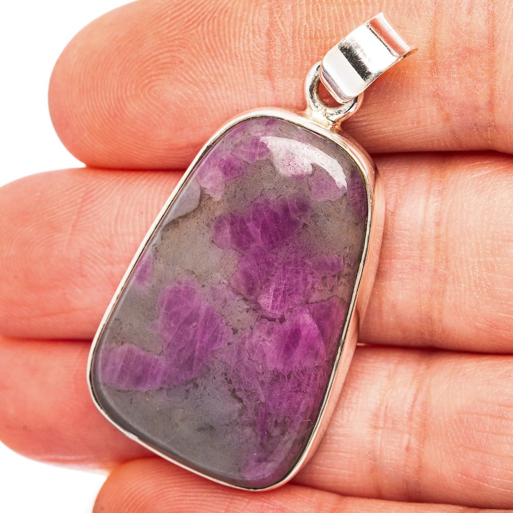 Ruby in Quartz Pendant 1 5/8" (.925 Sterling Silver)