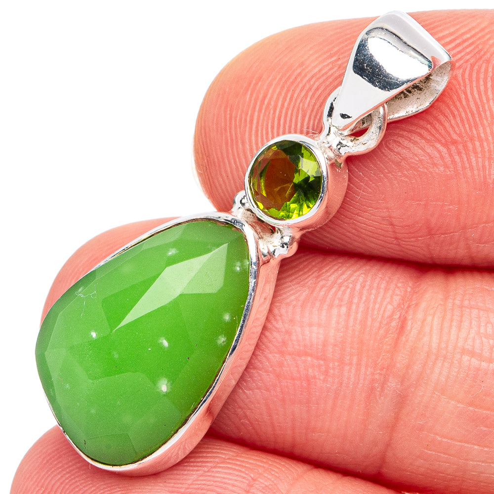 Green Chalcedony, Peridot Pendant 1 3/8" (925 Sterling Silver) P45553