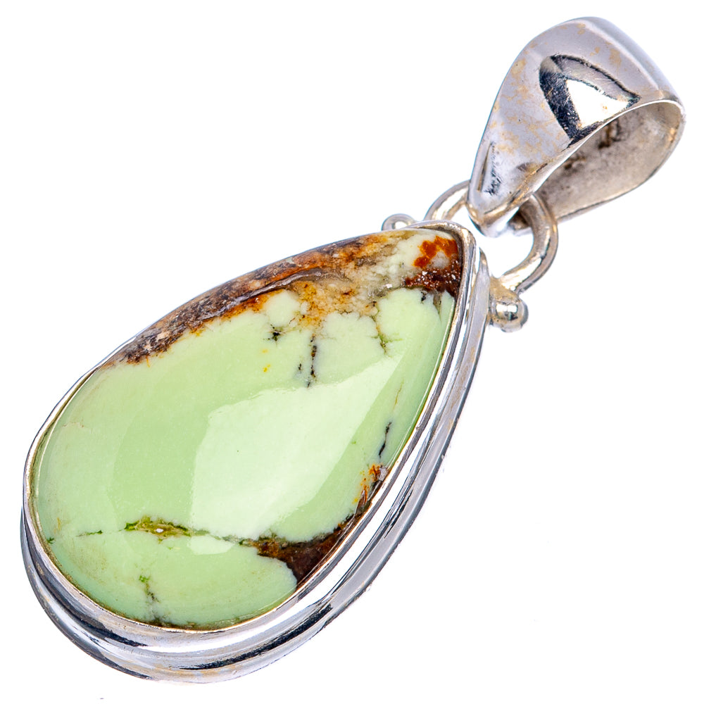 Lemon Chrysoprase Pendant 1 1/4" (.925 Sterling Silver)