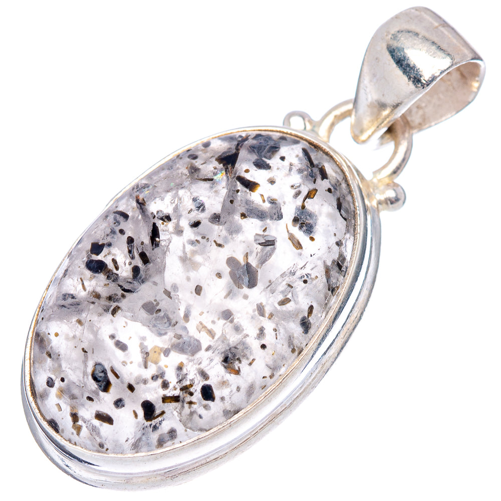 Hematite In Quartz Pendant 1 3/8" (.925 Sterling Silver)