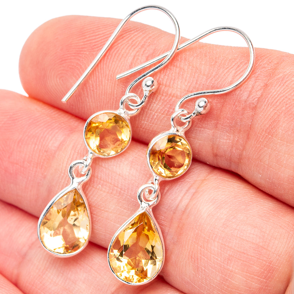 Citrine Earrings 1 1/2" (925 Sterling Silver) E3076