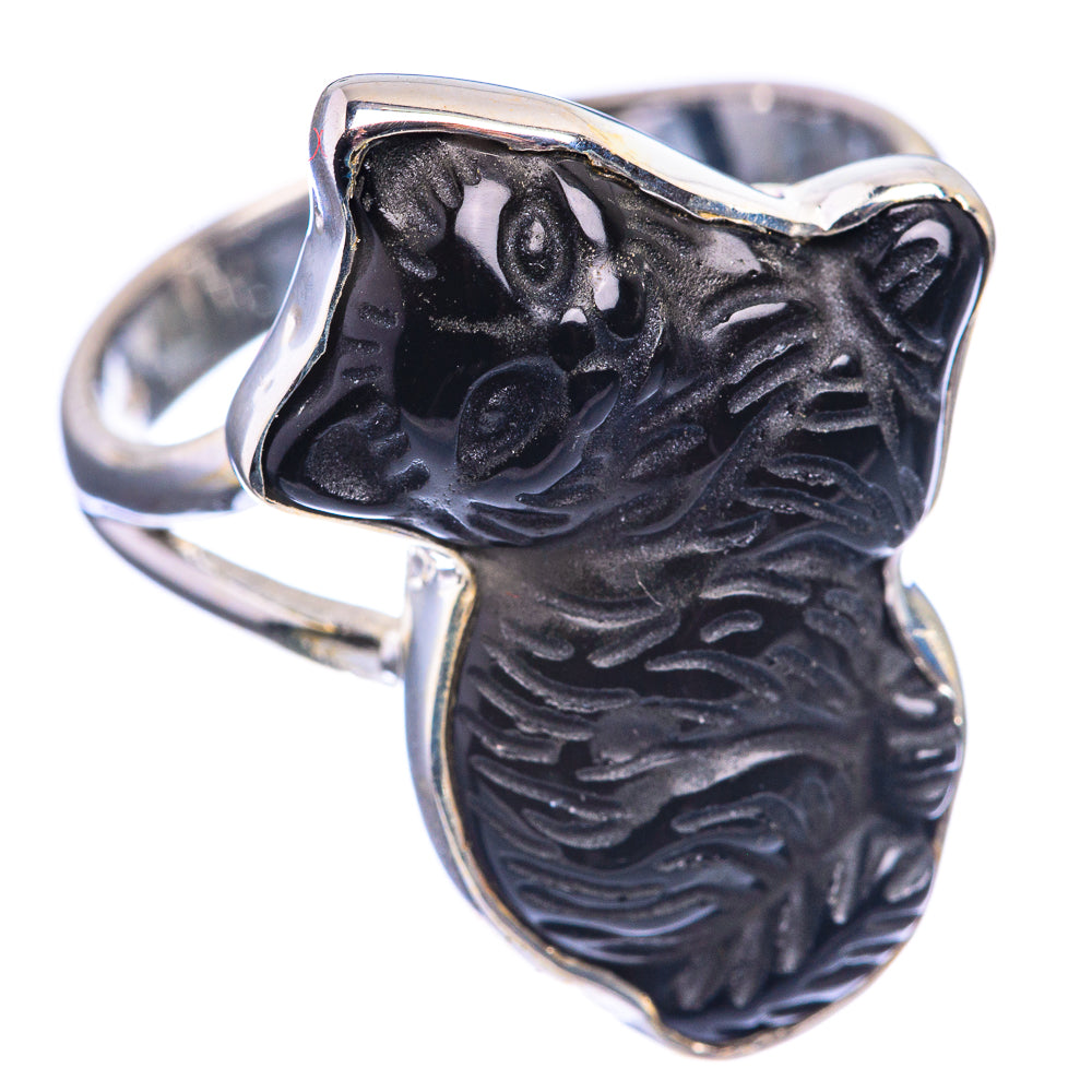 Black Onyx Cat Ring Size 9.25 (925 Sterling Silver) R142134