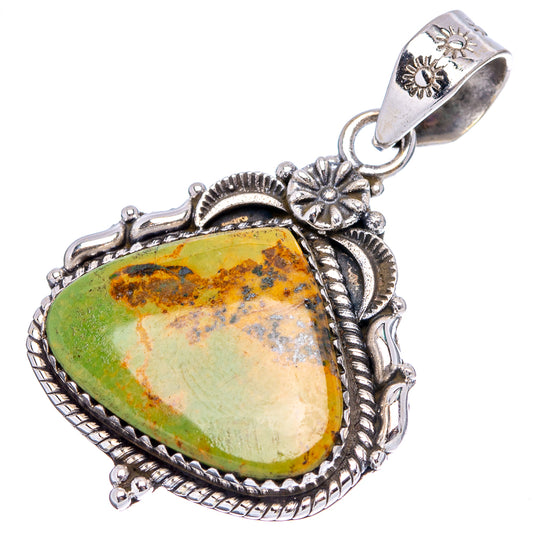 Sterling silver heart pendant with turquoise-look stone and rope-style frame