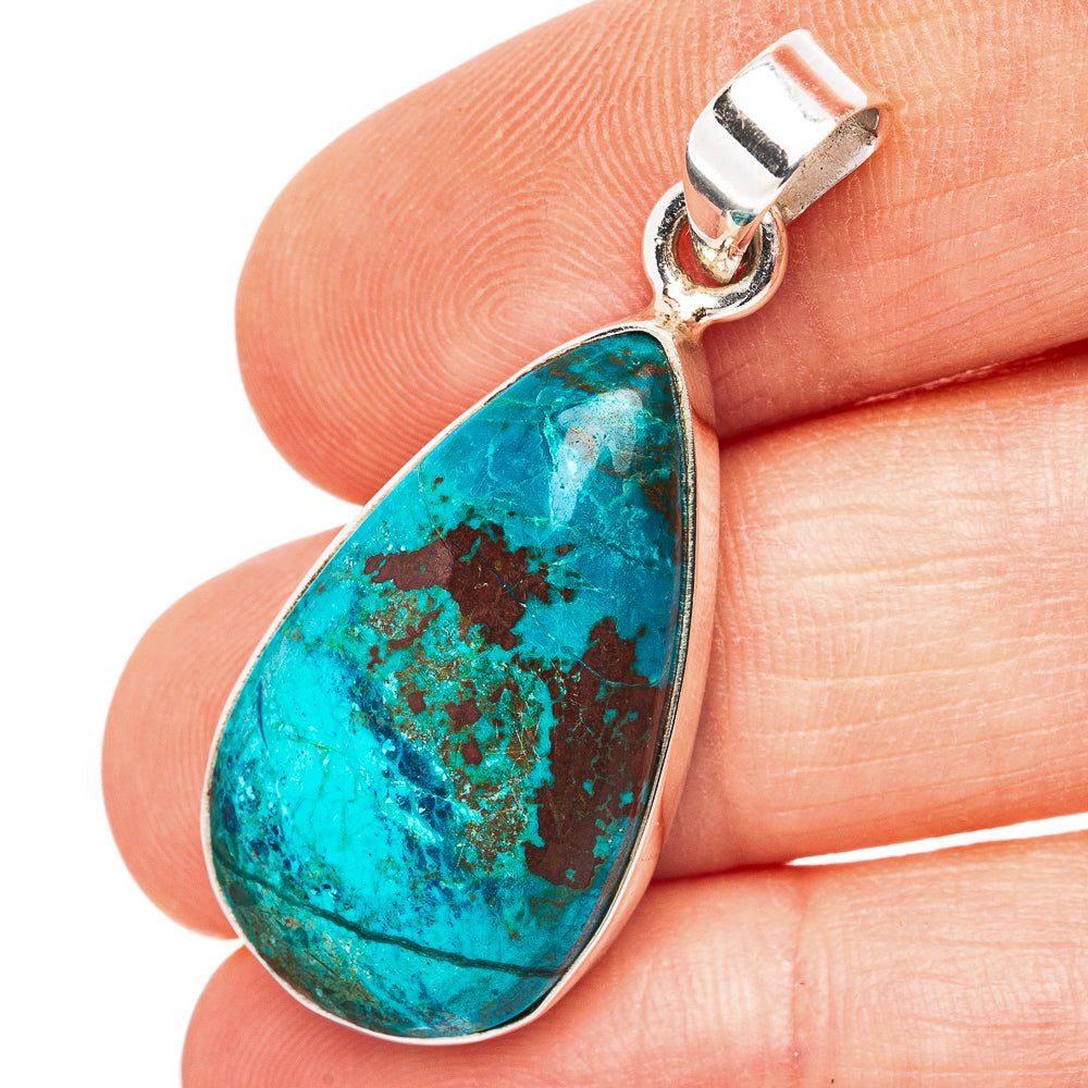 Chrysocolla Pendant 1 1/2" (.925 Sterling Silver)