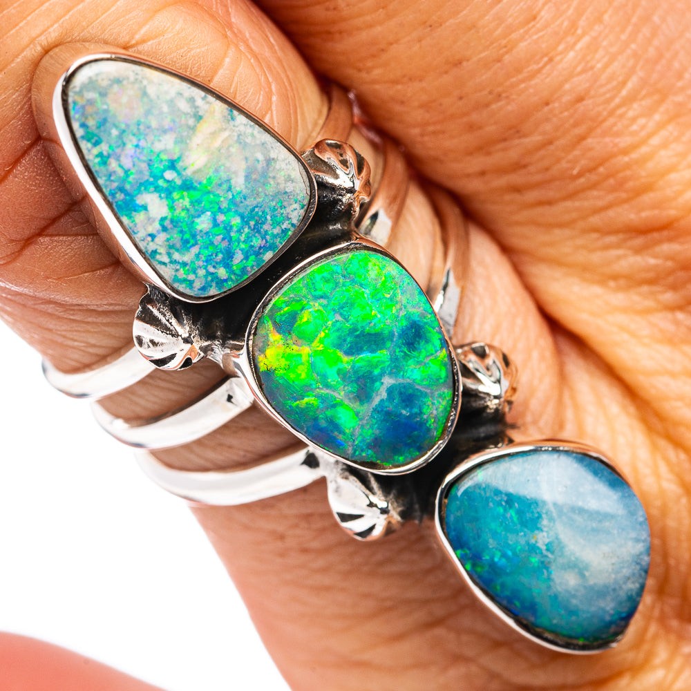 Premium Australian Fire Opal Doublet Ring Size 7.75 (.925 Sterling Silver)