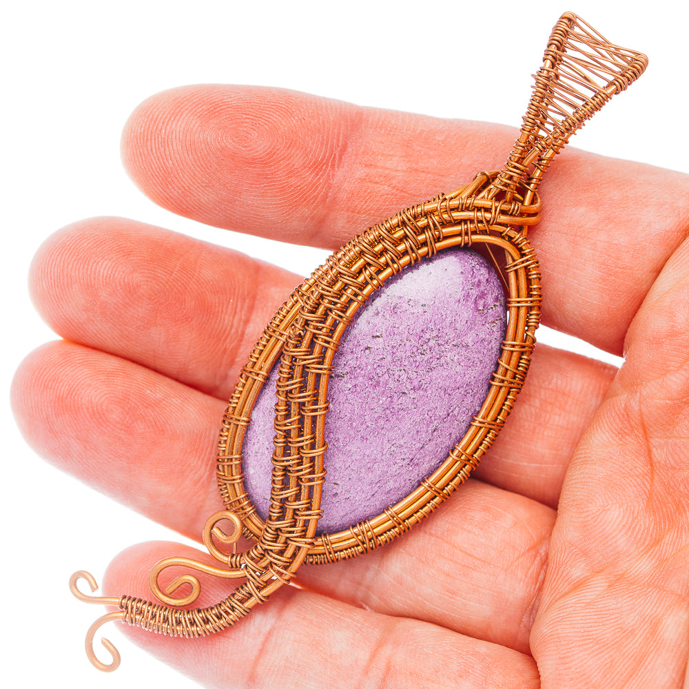 Stichtite Wire Wrap Pendant 3 5/8" (Copper)