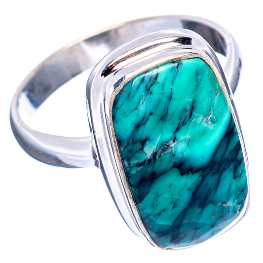 Sterling silver ring size 8.75 with oval turquoise variscite cabochon and raised bezel