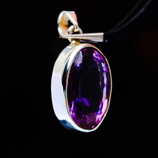 13.66ct Premium Faceted Amethyst Pendant 1" (.925 Sterling Silver)