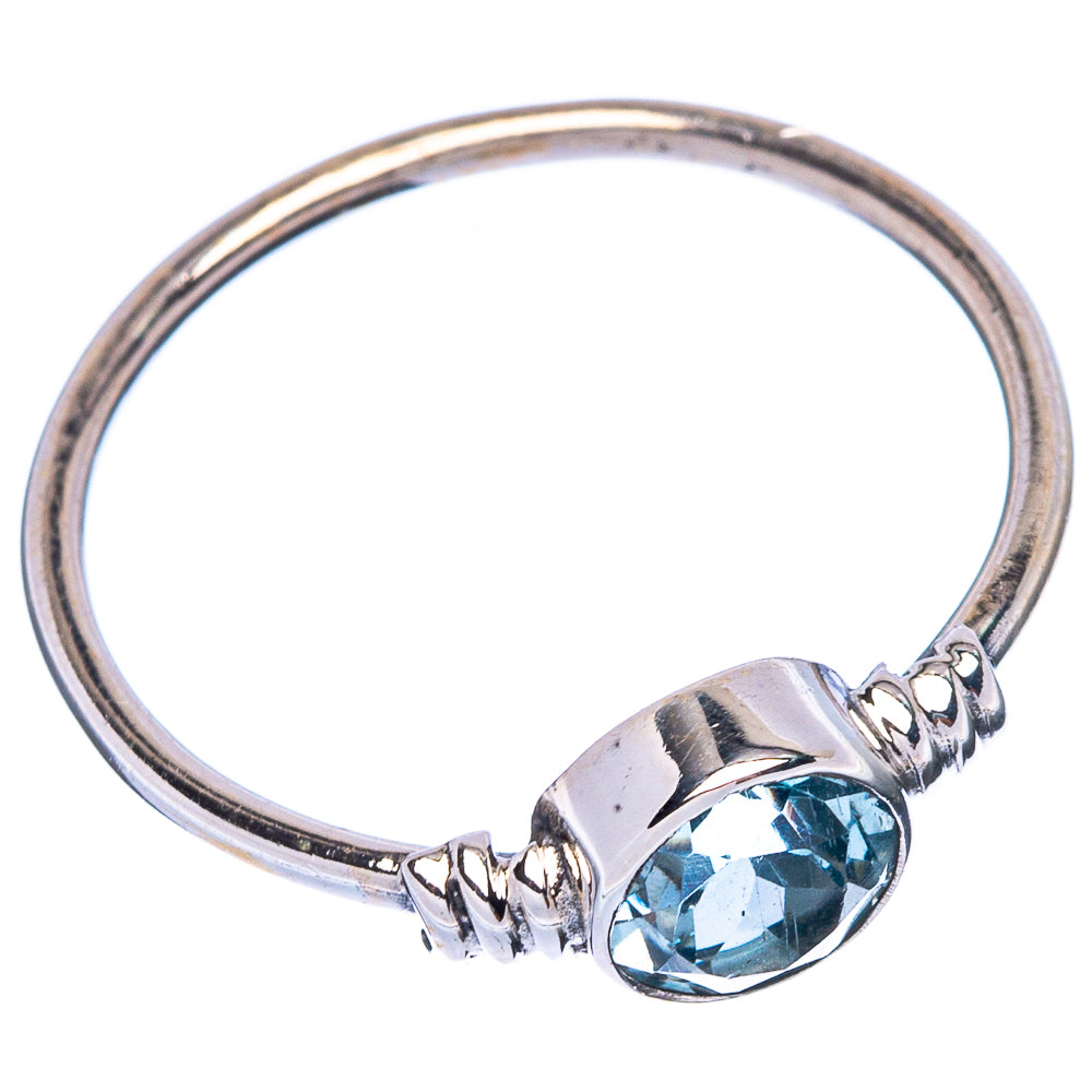 Sterling silver blue topaz ring with round stone on split band