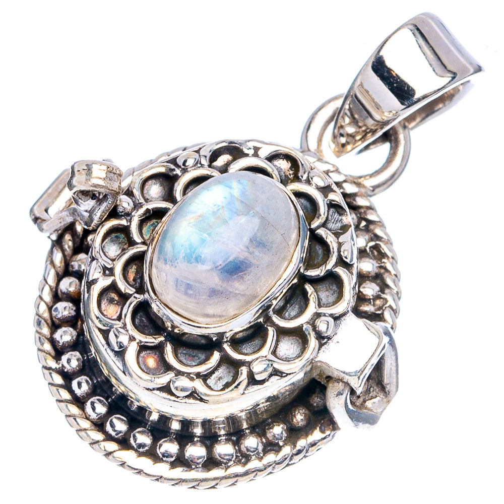 Rainbow Moonstone Poison Pendant 1 1/8" (.925 Sterling Silver)