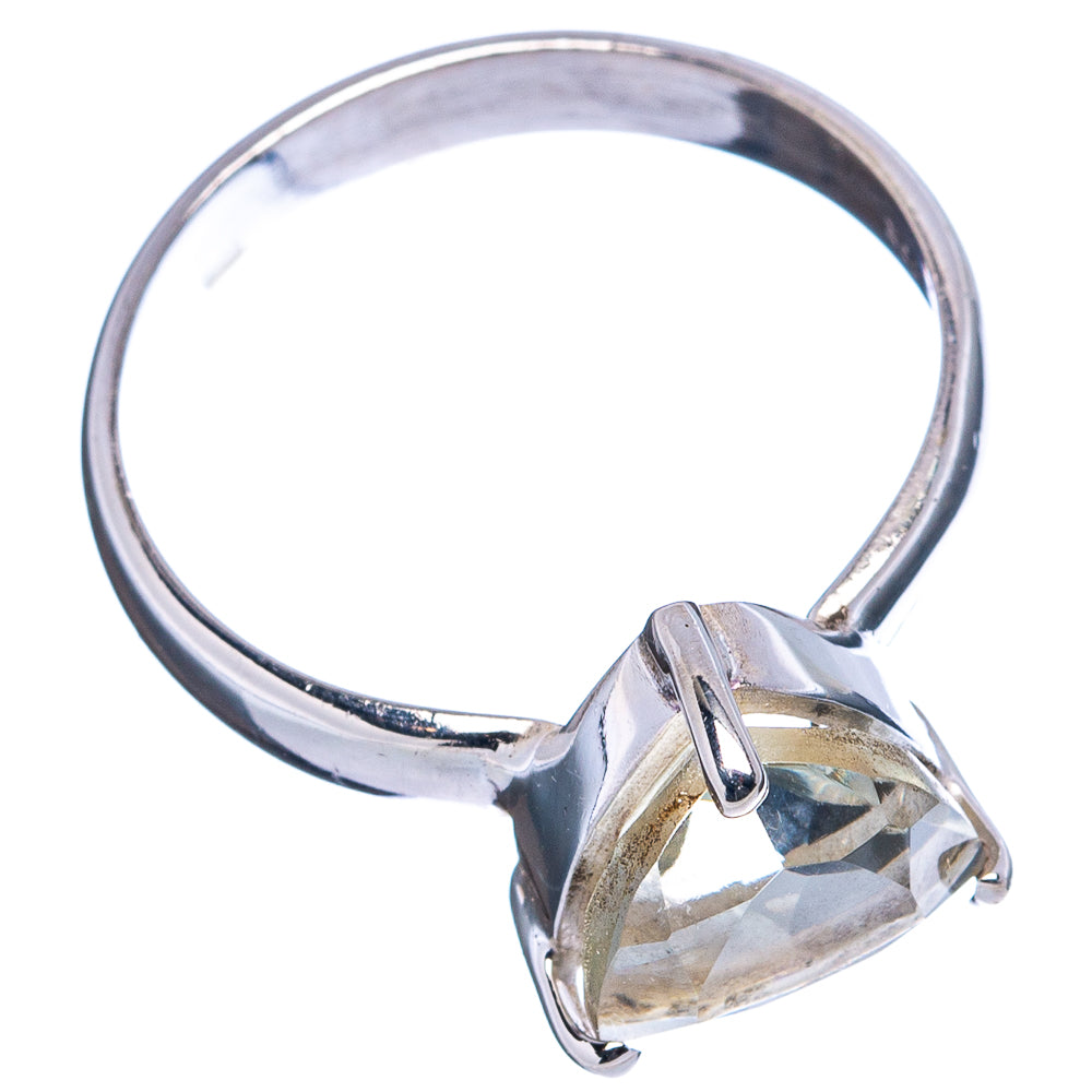 Faceted Green Amethyst Ring Size 9 (.925 Sterling Silver)