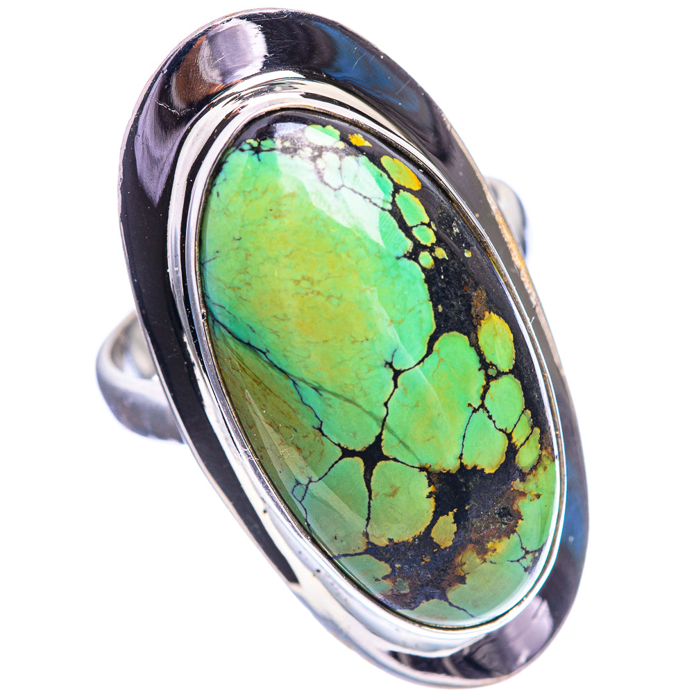 Large Tibetan Turquoise Ring Size 9.25 (925 Sterling Silver) R143194