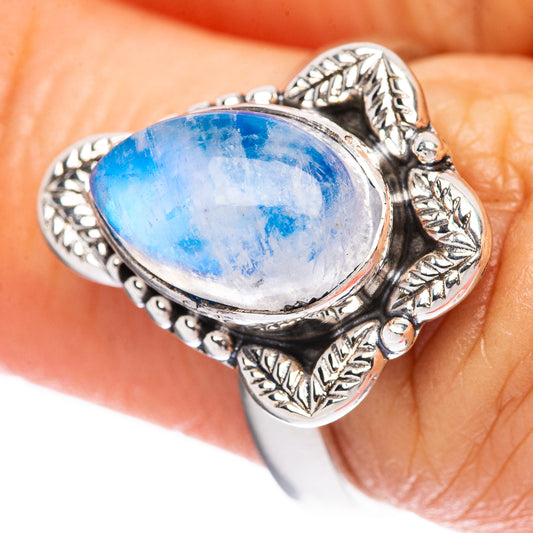 Rainbow Moonstone Ring Size 7 (925 Sterling Silver) R3776