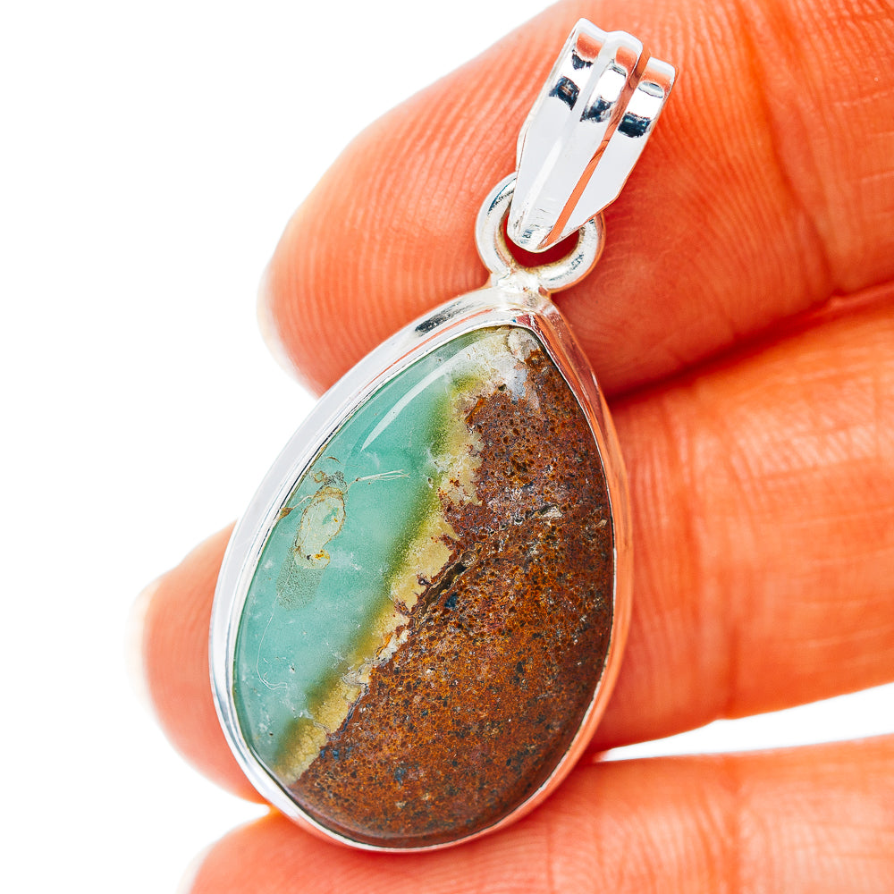 Boulder Chrysoprase Pendant 1 3/8" (.925 Sterling Silver)