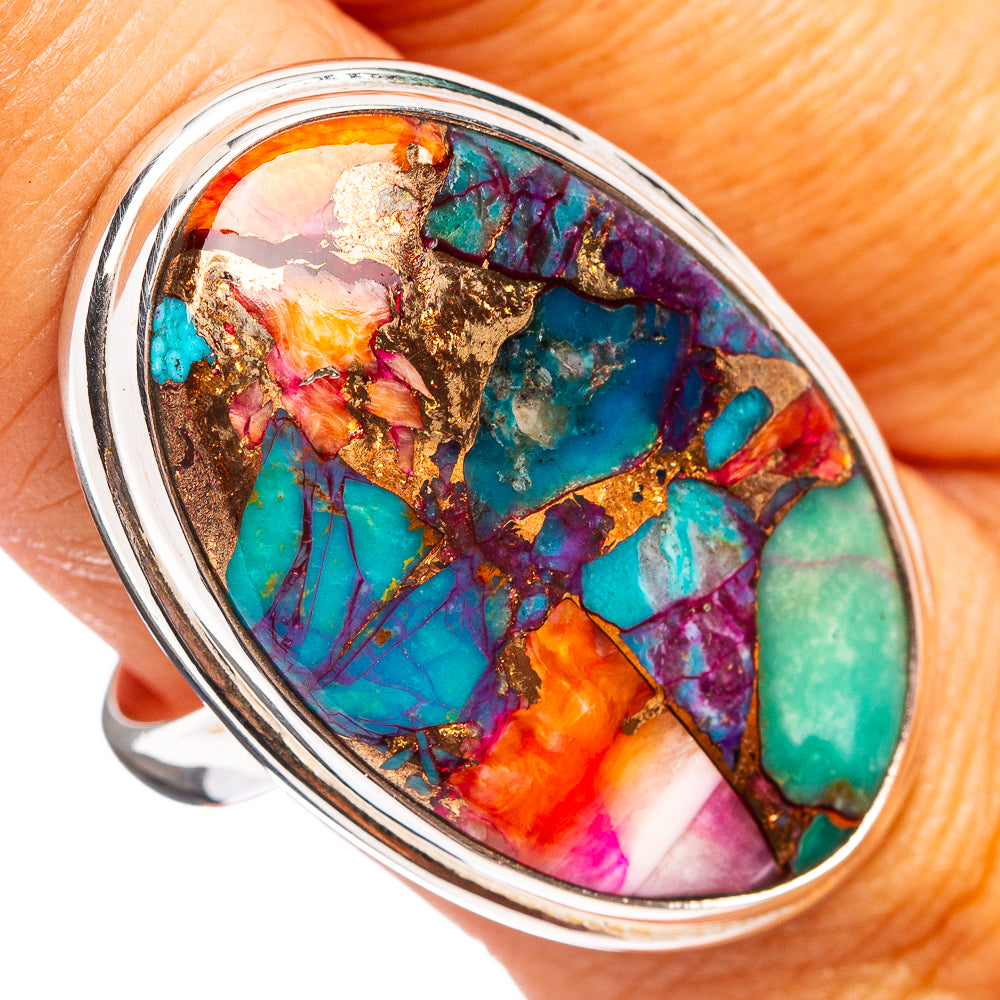 Premium Pink Dahlia Mohave Turquoise Ring Size 9 (.925 Sterling Silver)