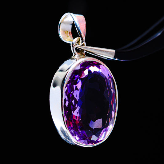 20.4ct Faceted Brazilian Amethyst Pendant 1 1/4" (.925 Sterling Silver)